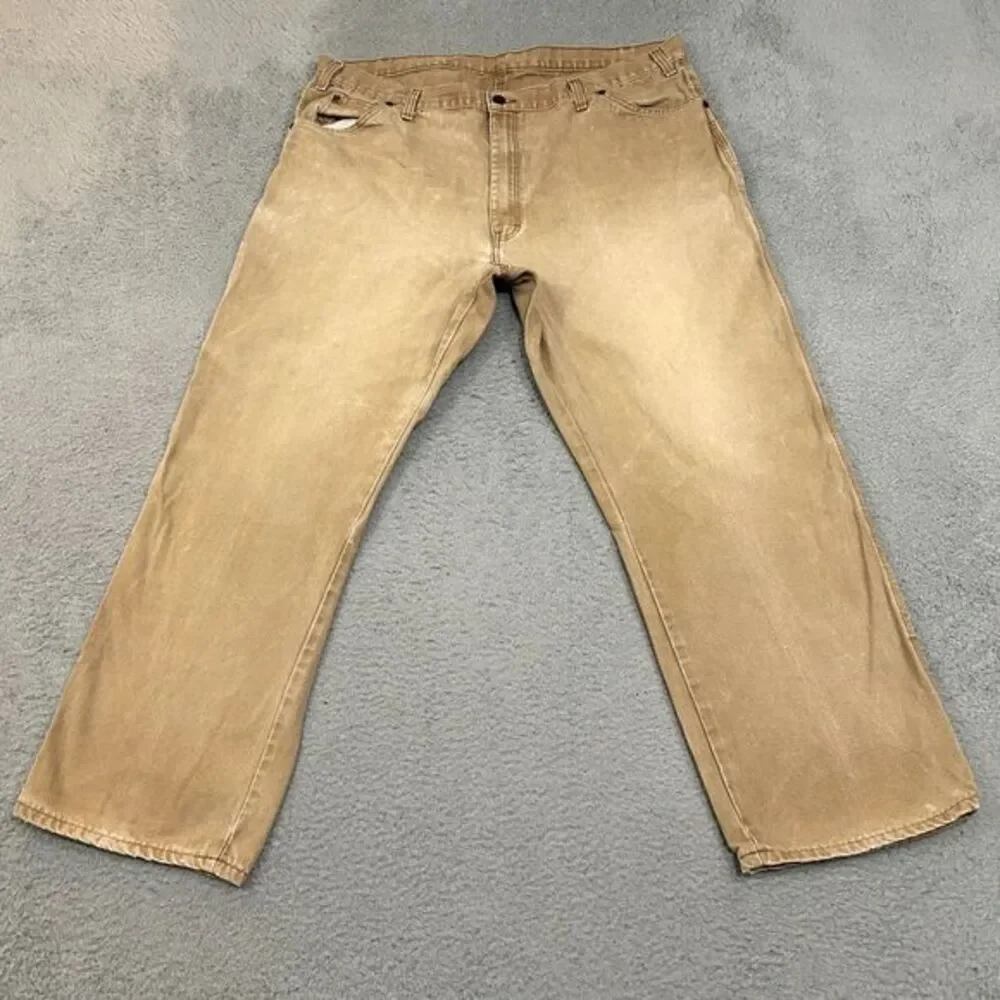 Dickies Pants Mens 42x30 Brown‎ Beige Faded Carpenter Duck Canvas Work Wear Y2K
